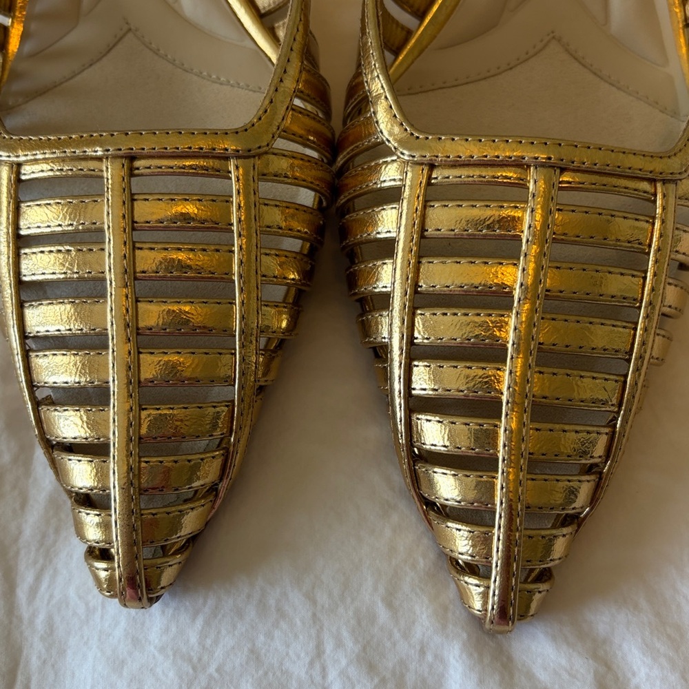 Franco Sarto gold woven kitten heels - Picture 3 of 5